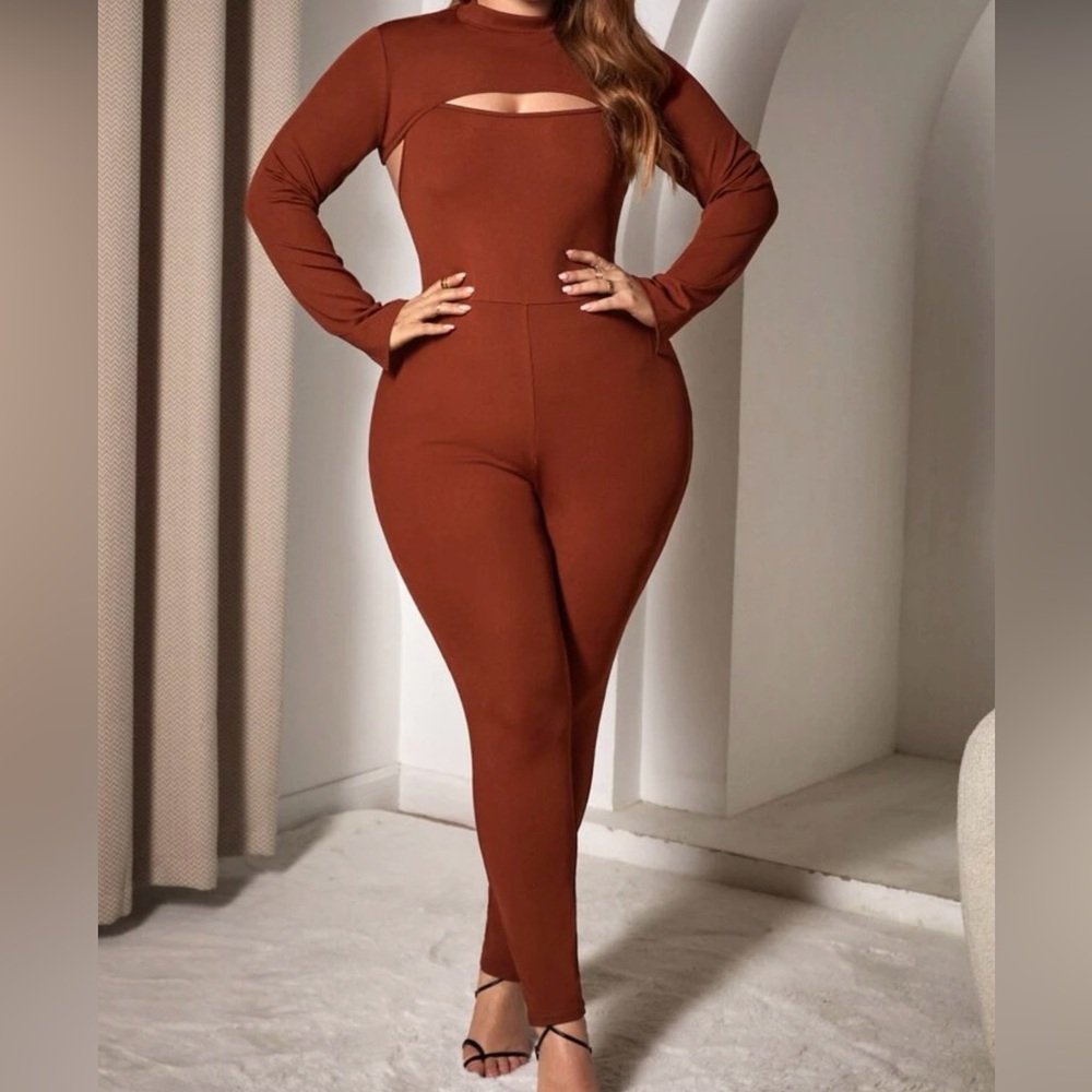 SHEIN SXY plus solid cami unitard jumpsuit and super crop top